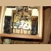 orologio a cucu  pitturato con cimasa con due fucili orologio con meccanismo meccanico con carion e suoneria cucu con 3 pesi epoca seconda meta 900
